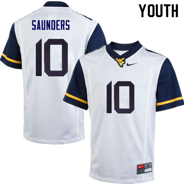 NCAA Youth Cody Saunders West Virginia Mountaineers White #10 Nike Stitched Football College Authentic Jersey MT23B63DH